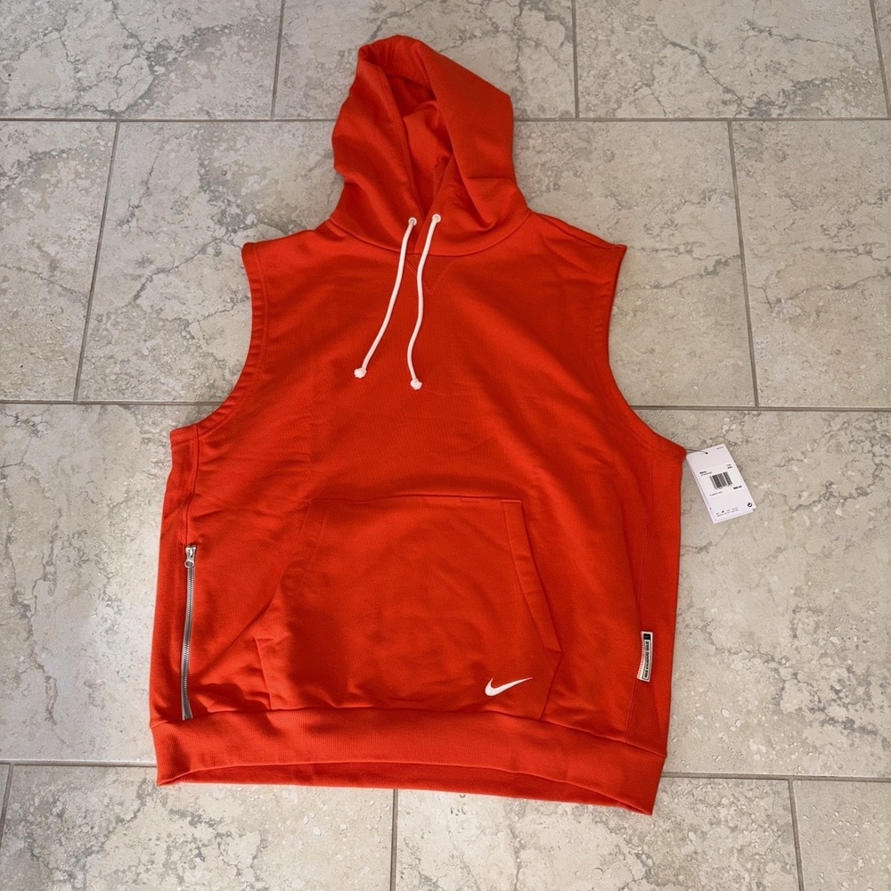 Nike NEW Dri-Fit Standard Issue Sleeveless Orange Hoodie HF7058 $85 2XL XXL